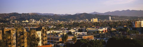Framed High angle view of buildings in a city, Hollywood, City of Los Angeles, California, USA Print