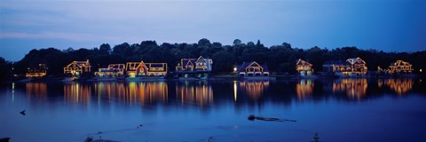 Framed Boathouse Row lit up at dusk, Philadelphia, Pennsylvania Print