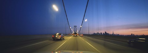 Framed Bay Bridge with Cars at Night, San Francisco, California Print