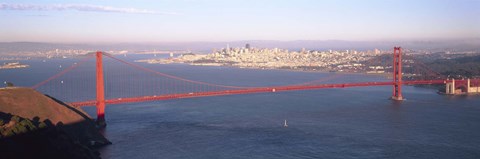 Framed High angle view of a suspension bridge across the sea, Golden Gate Bridge, San Francisco, Marin County, California, USA Print