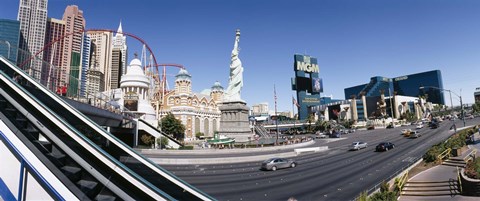 Framed Buildings in a city, New York New York Hotel, MGM Casino, The Strip, Las Vegas, Clark County, Nevada, USA Print