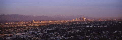 Framed Aerial view of Hollywood and San Gabriel Mountains Print