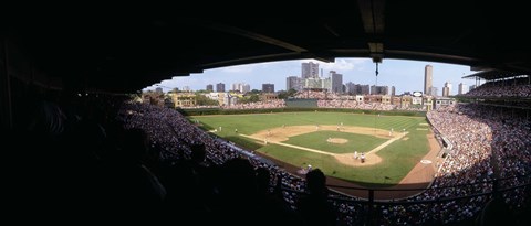 Framed High angle view of a baseball stadium, Wrigley Field, Chicago, Illinois, USA Print