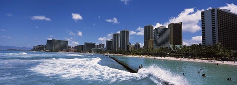 Framed Waikiki Beach, Honolulu, Oahu, Hawaii Print