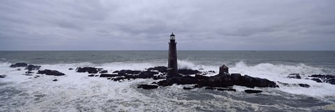 Framed Lighthouse on the coast, Graves Light, Boston Harbor, Massachusetts, USA Print