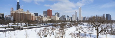 Framed Skyscrapers in a city, Grant Park, South Michigan Avenue, Chicago, Illinois, USA Print