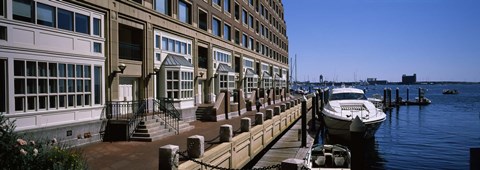 Framed Boats at a harbor, Rowe&#39;s Wharf, Boston Harbor, Boston, Suffolk County, Massachusetts, USA Print