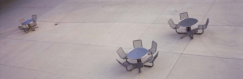 Framed High angle view of tables and chairs in a park, San Jose, California, USA Print