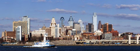Framed Buildings at the waterfront, Delaware River, Philadelphia, Pennsylvania Print