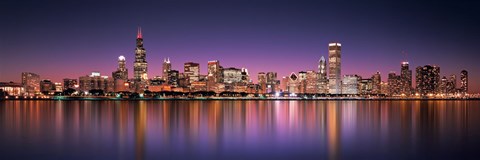 Framed Reflection of skyscrapers in a lake, Lake Michigan, Digital Composite, Chicago, Cook County, Illinois, USA Print