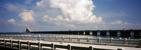 Framed Bridge across a bay, Sunshine Skyway Bridge, Tampa Bay, Gulf of Mexico, Florida, USA Print
