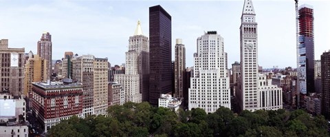 Framed Skyscrapers in a city, Madison Square Park, New York City, New York State, USA Print