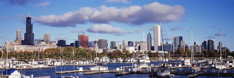 Framed Boats at Burnham Harbor, Chicago, Illinois Print