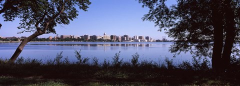 Framed Lake Monona and Madison, Wisconsin Through the Trees Print