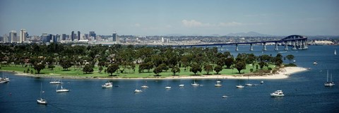 Framed Bridge across a bay, Coronado Bridge, San Diego, California, USA Print