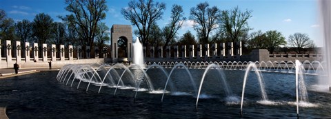 Framed Fountains at a war memorial, National World War II Memorial, Washington DC, USA Print