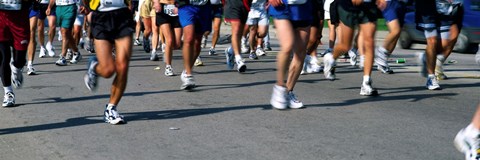 Framed Low section view of people running in a marathon, Chicago Marathon, Chicago, Illinois Print
