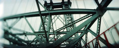 Framed Low angle view of a suspension bridge, Williamsburg Bridge, New York City, New York State, USA Print