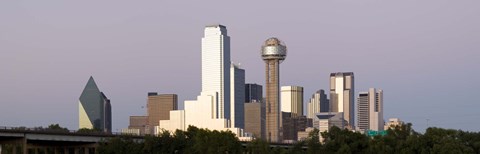 Framed Skyscrapers in a city, Reunion Tower, Dallas, Texas, USA Print