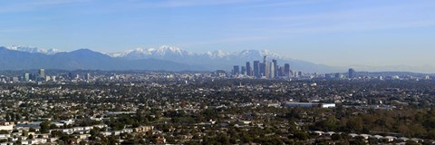 Framed City with mountains in the background, Los Angeles, California, USA 2010 Print