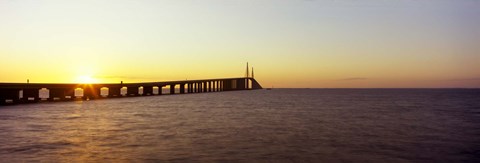 Framed Bridge at sunrise, Sunshine Skyway Bridge, Tampa Bay, St. Petersburg, Pinellas County, Florida, USA Print