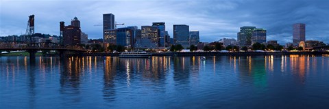 Framed Skyline and Willamette River, Portland, Oregon Print