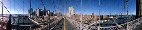 Framed Looking Down the Brooklyn Bridge Print