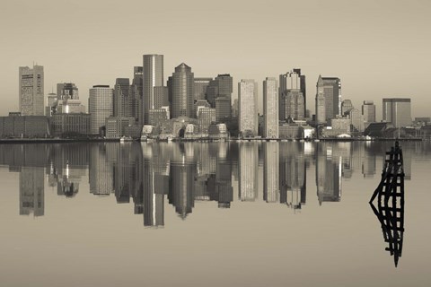 Framed Reflection of buildings in water, Boston, Massachusetts, USA Print