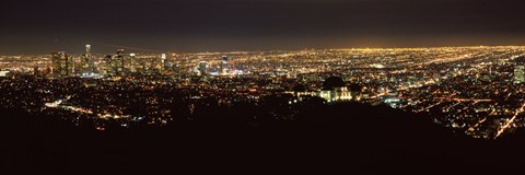 Framed Night View of Los Angeles from the Distance Print
