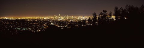 Framed Los Angeles, California Cityscape at Night Print