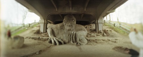 Framed Troll sculpture under a bridge, Fremont Bridge, Fremont, Seattle, Washington State, USA Print