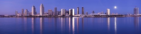 Framed Moonrise over a city, San Diego, California, USA 2010 Print