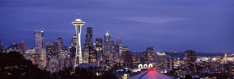 Framed Space Needle and Seattle Skyline 2010 Print