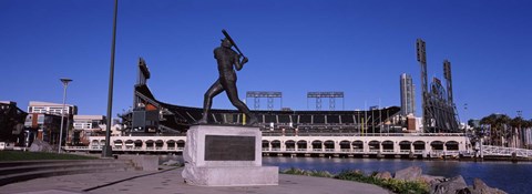 Framed Willie Mays statue in front of a baseball park, AT&amp;T Park, 24 Willie Mays Plaza, San Francisco, California Print