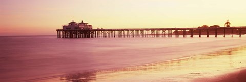 Framed Pier at sunrise, Malibu Pier, Malibu, Los Angeles County, California, USA Print