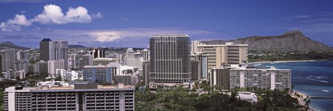 Framed Honolulu Buildings, Oahu, Honolulu County, Hawaii Print