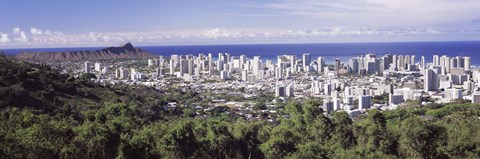 Framed View of Honolulu with the ocean in the background, Oahu, Honolulu County, Hawaii, USA 2010 Print