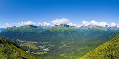 Framed Aerial view of a ski resort, Alyeska Resort, Girdwood, Chugach Mountains, Anchorage, Alaska, USA Print