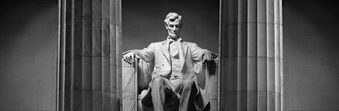 Framed Statue of Abraham Lincoln in a memorial, Lincoln Memorial, Washington DC Print