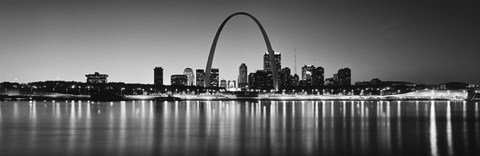 Framed Black and white view of St. Louis, Missouri Print