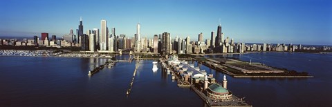 Framed Pier on a lake, Navy Pier, Lake Michigan, Chicago, Cook County, Illinois, USA 2011 Print