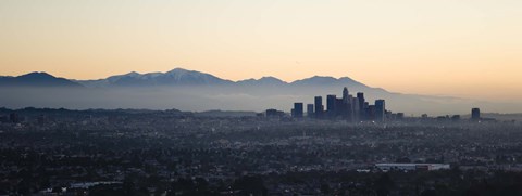 Framed Hazy Sky over Los Angeles, Panoramic View Print