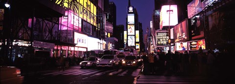 Framed Street scene at night, Times Square, Manhattan, New York City Print