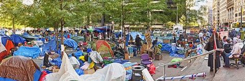 Framed Occupy Wall Street at Zuccotti Park, Lower Manhattan, Manhattan, New York City, New York State, USA Print