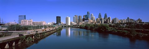 Framed Buildings at the waterfront, Philadelphia, Schuylkill River, Pennsylvania, USA Print