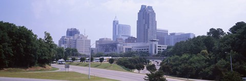 Framed Street scene with buildings in a city, Raleigh, Wake County, North Carolina, USA Print