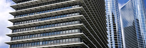 Framed Low angle view of buildings in a city, ExxonMobil Building, Chevron Building, Houston, Texas, USA Print