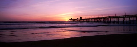 Framed Pier in the pacific ocean at dusk, San Diego, California Print