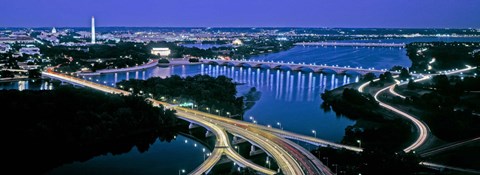 Framed Aerial view of Washington DC and river Print