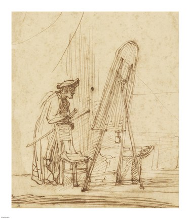 Framed Artist in His Studio Print